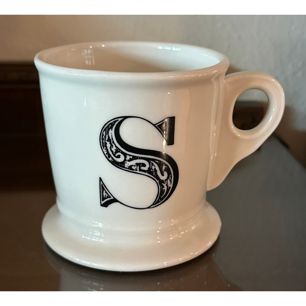 Anthropologie Monogram Mug Initial S White Black Ceramic Cup